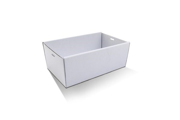 White Corrugated Rectangle Catering Tray Small 50pc/ctn  255x155x80mm